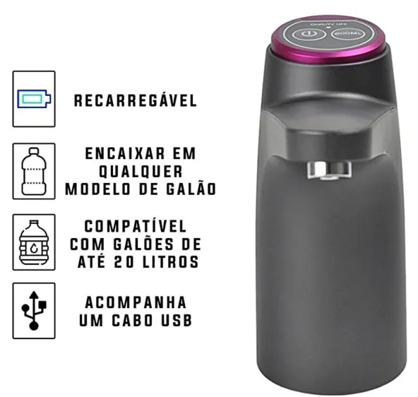 Bomba Elétrica USB para Galão de 20 Litros com 2 Botões - Neverdie Store