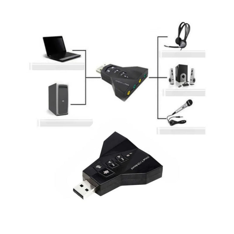 Placa de Som Externa USB 3D 7.1 - Modelo T1