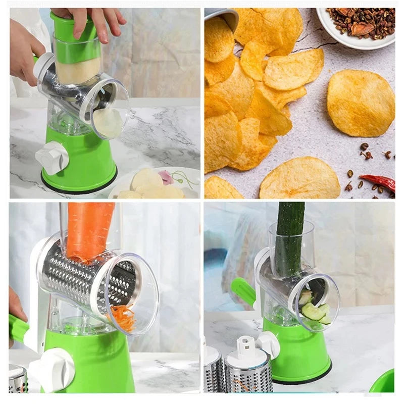 Cortador Ralador Fatiador De Legumes Giratório 3 Lâminas Professional