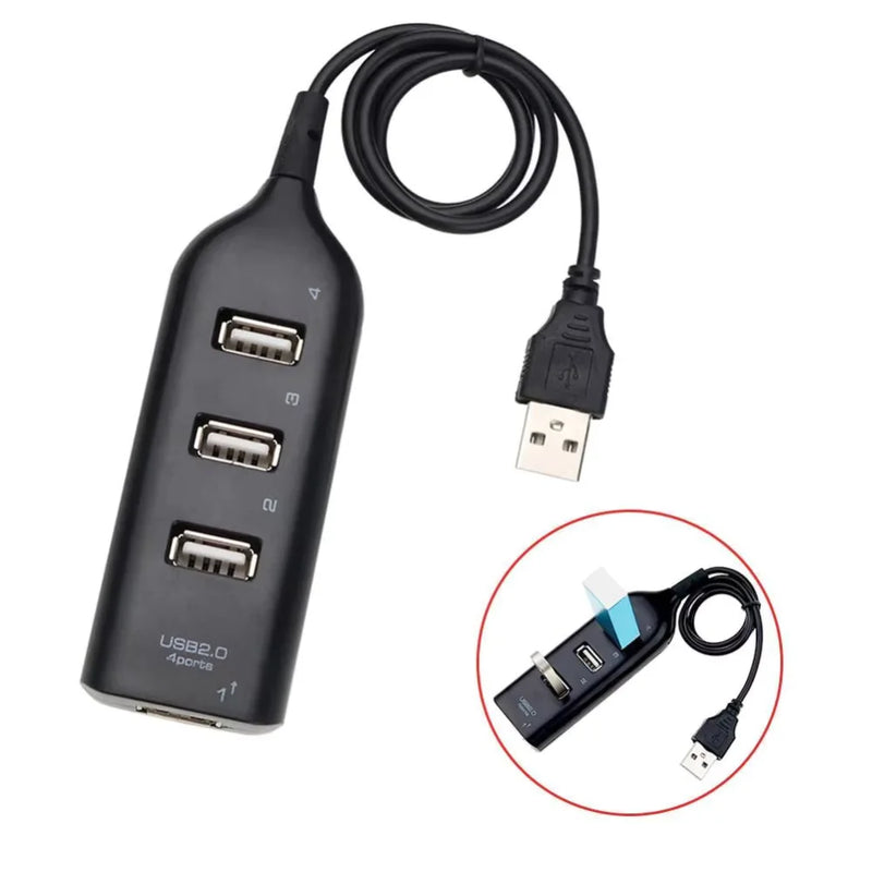 Hub USB 2.0 com 4 Portas - Extensão para PC e Notebook