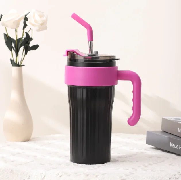 Copo Térmico 860ml com Alça, Canudo e Bico – Praticidade e Conforto em Cada Gole