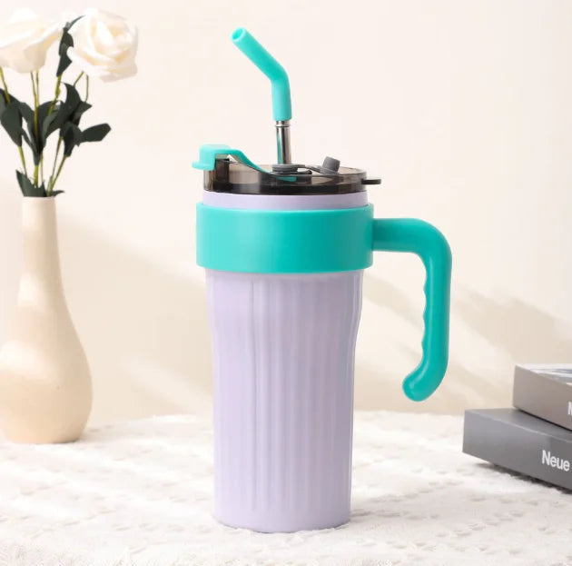 Copo Térmico 860ml com Alça, Canudo e Bico – Praticidade e Conforto em Cada Gole