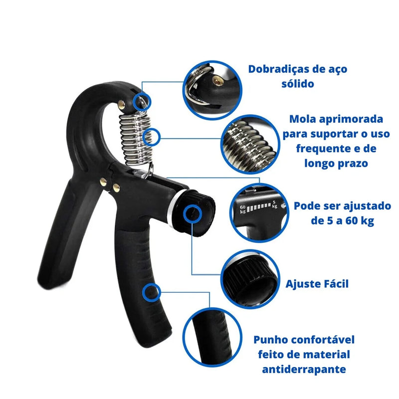 Hand Grip com Mola Ajustável de 5kg a 60kg - Fisioterapia e Fortalecimento