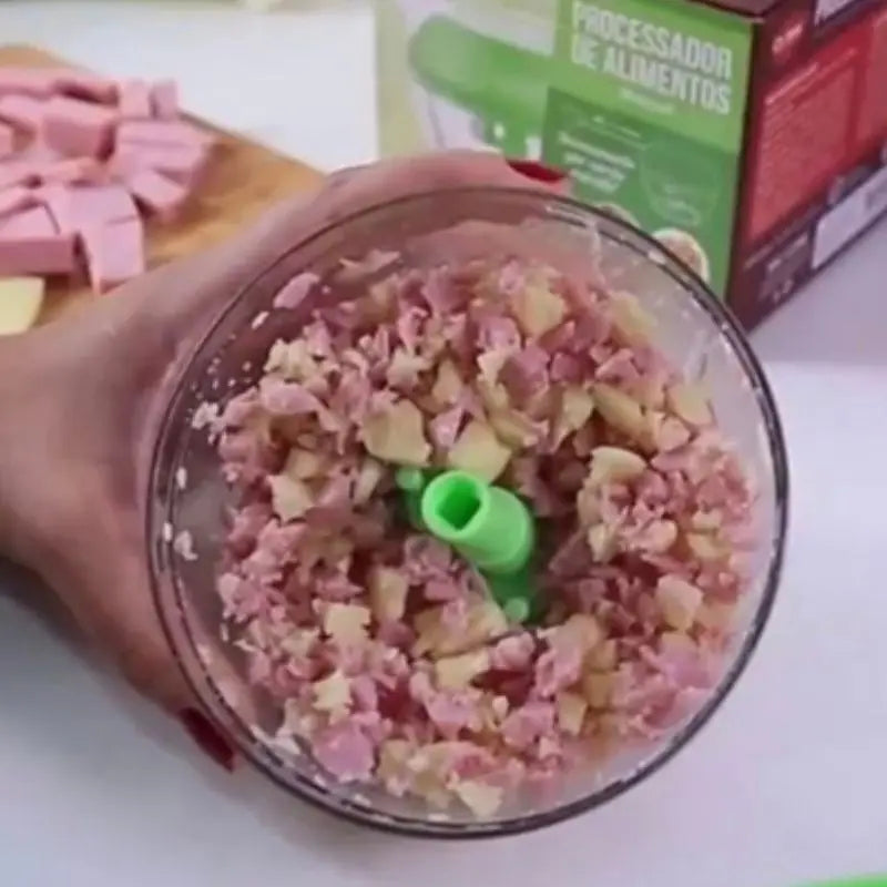 Processador Manual de Alimentos Inox com 3 Lâminas