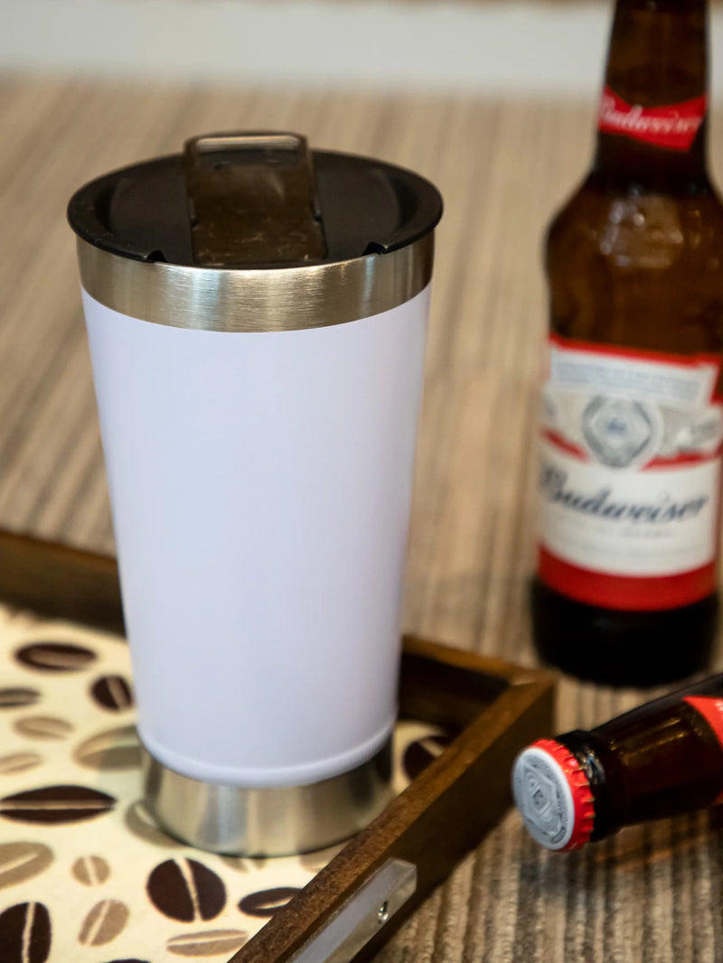 Copo Térmico 473ml com Luz, Abridor e Tampa Inox – Bebidas Quentes ou Geladas