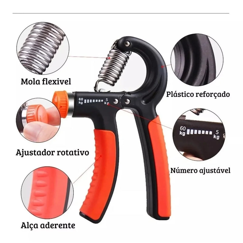 Hand Grip com Mola Ajustável de 5kg a 60kg - Fisioterapia e Fortalecimento