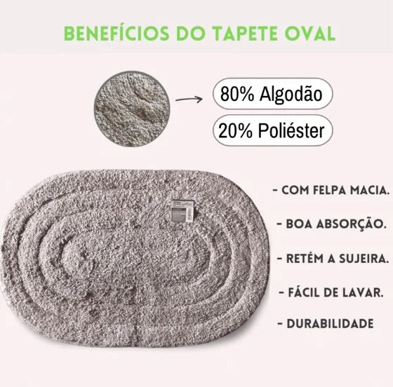 Tapete Oval para Banheiro 40x60cm – Algodão Macio e Absorvente