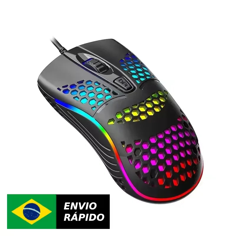 Mouse RGB USB para Computador e Notebook - Design Moderno com LED Colorido, Compatível, Versátil e Preciso