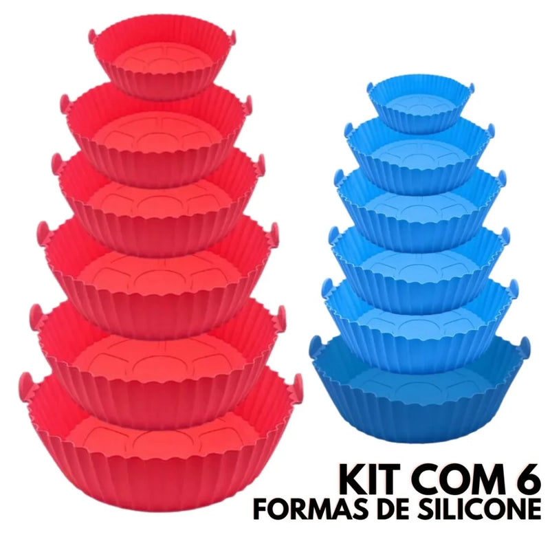 6 Kit AirFryer - Capas Protetoras de Silicone Redondas para Fritadeira Elétrica e Forno, Práticas para Cozinha