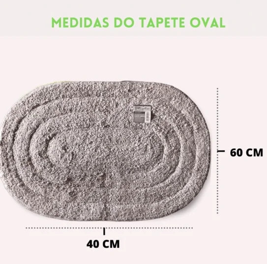 Tapete Oval para Banheiro 40x60cm – Algodão Macio e Absorvente
