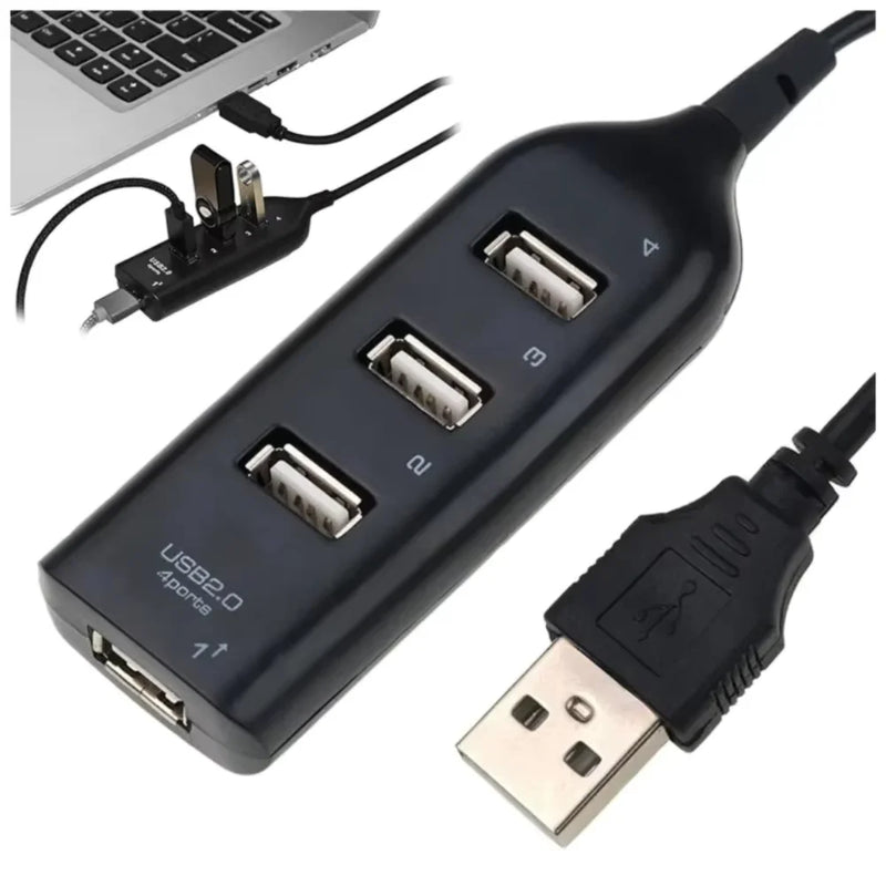 Hub USB 2.0 com 4 Portas - Extensão para PC e Notebook