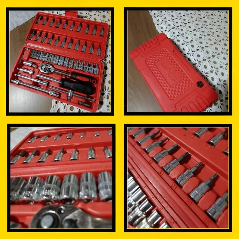 Kit Chaves Reversíveis com Soquetes - 46 Peças + Maleta
