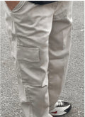 Calça Cargo Jogger Sarja Larga Masculina - Estilo Skate e Casual, com 5 Bolsos e Fechamento por Cordão | Moda Unissex
