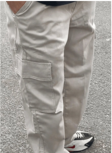 Calça Cargo Jogger Sarja Larga Masculina - Estilo Skate e Casual, com 5 Bolsos e Fechamento por Cordão | Moda Unissex