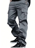 Calça Cargo Jogger Sarja Larga Masculina - Estilo Skate e Casual, com 5 Bolsos e Fechamento por Cordão | Moda Unissex