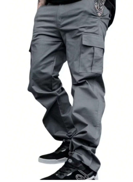 Calça Cargo Jogger Sarja Larga Masculina - Estilo Skate e Casual, com 5 Bolsos e Fechamento por Cordão | Moda Unissex