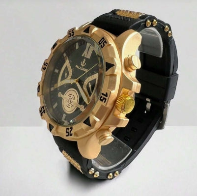 Relógio Masculino Pallyjane A Prova d'água Aço Pulseira Borracha Azul, Preto, Dourado, Prata, Branco