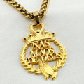 Colar de Corrente, Corrente Cordão Friso Moeda Antiga Grande Pingente de Ouro 18K Jesus Dono do Lugar não escurece