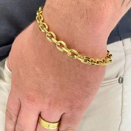Corrente e Pulseira Cartie Cadeado Masculino Dourado Ouro 18k 3mm e 60cm