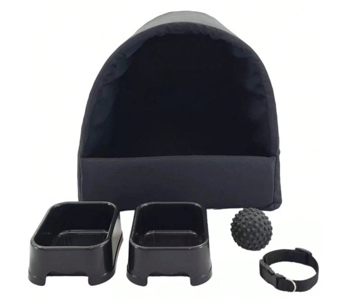 Kit Pet Pequeno Porte Cama Iglu Potes Água Ração Coleira Bolinha
