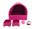 Kit Pet Pequeno Porte Cama Iglu Potes Água Ração Coleira Bolinha