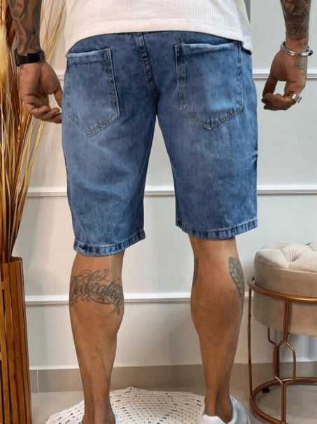 Bermuda Jeans Masculina Rasgado 100% Algodão tamanho é pequeno. Compre um tamanho maior
