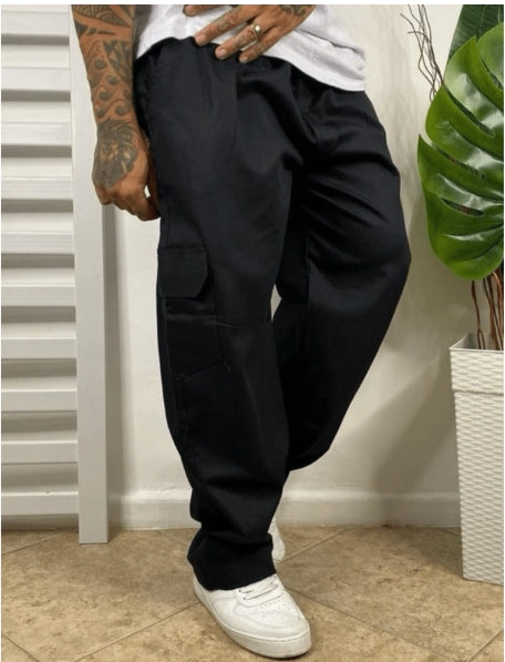 Calça Cargo Jogger Sarja Larga Masculina - Estilo Skate e Casual, com 5 Bolsos e Fechamento por Cordão | Moda Unissex