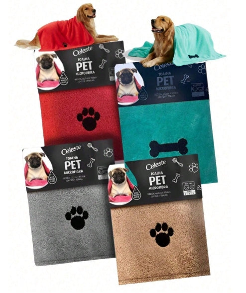 Toalha Pet Cachorro Gato Microfibra Macio Cuidados para Animais de Estimação 60x90