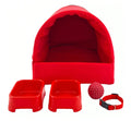 Kit Pet Pequeno Porte Cama Iglu Potes Água Ração Coleira Bolinha