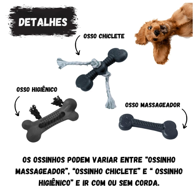 Kit 5 Brinquedos Pet para Cachorros de Pequeno Porte Ossinhos Bolinhas Pet.