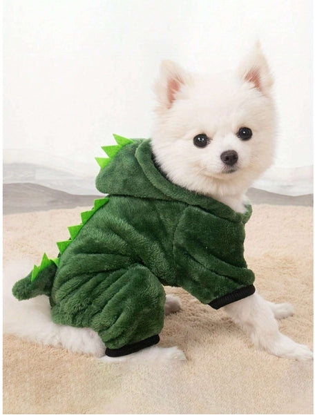Fantasia de Dinossauro de Flanela para Pets – Tamanho Pequeno, Ideal para Cães e Gatos no Outono/Inverno, Ótimo Presente de Natal.