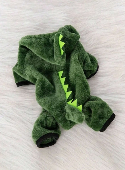 Fantasia de Dinossauro de Flanela para Pets – Tamanho Pequeno, Ideal para Cães e Gatos no Outono/Inverno, Ótimo Presente de Natal.