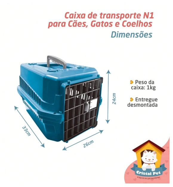 Caixa de Transporte N1 Para Cães, Cachorros e Gatos – Tamanho Pequeno