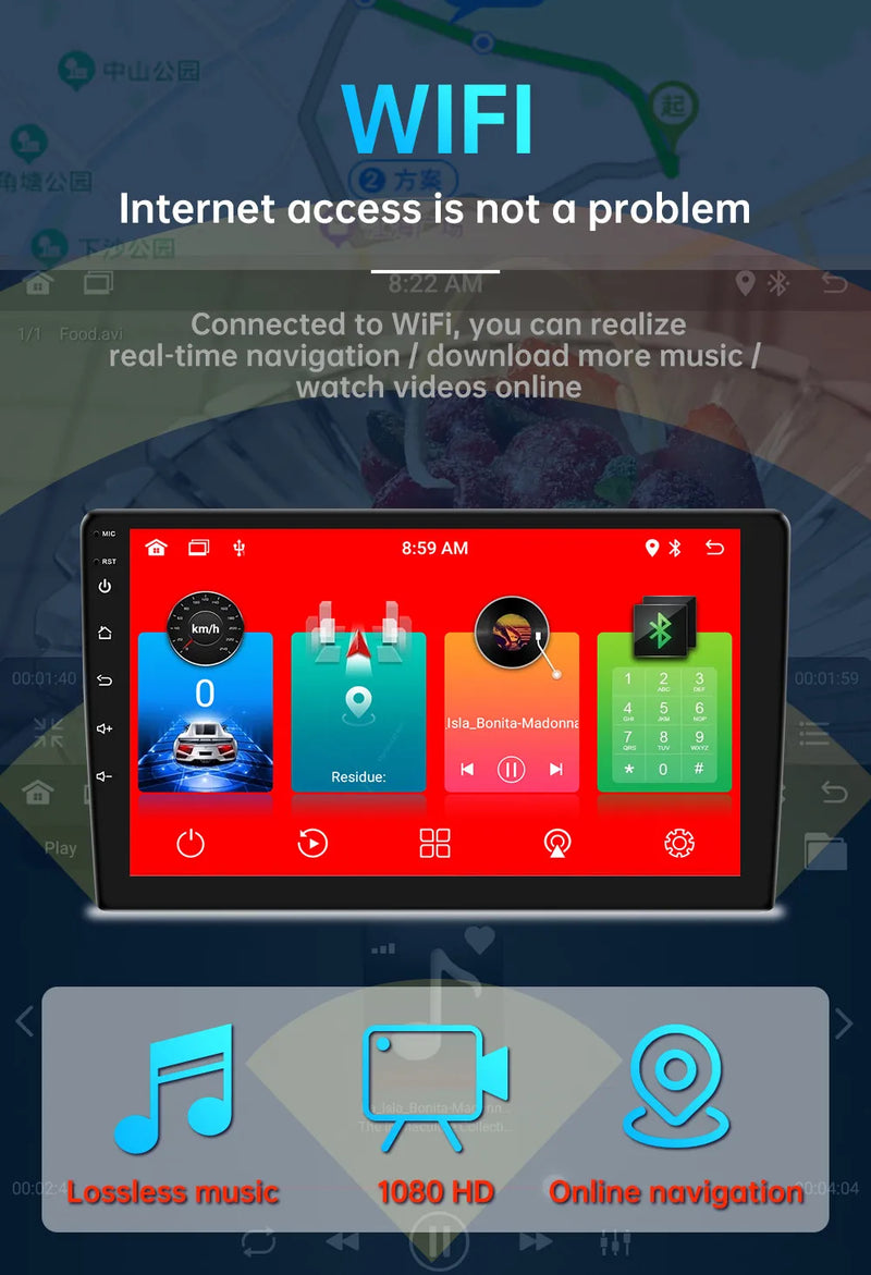 Central Multimídia CarPlay Android Auto 2DIN