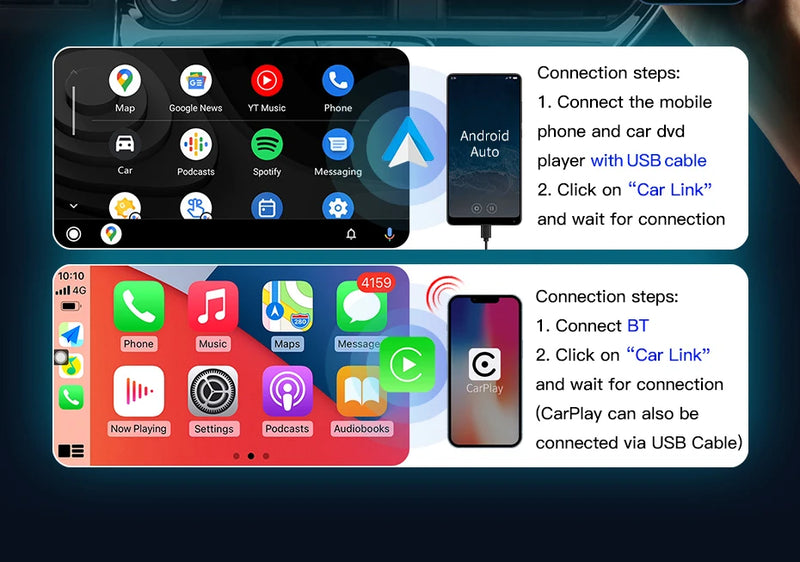Central Multimídia CarPlay Android Auto 2DIN