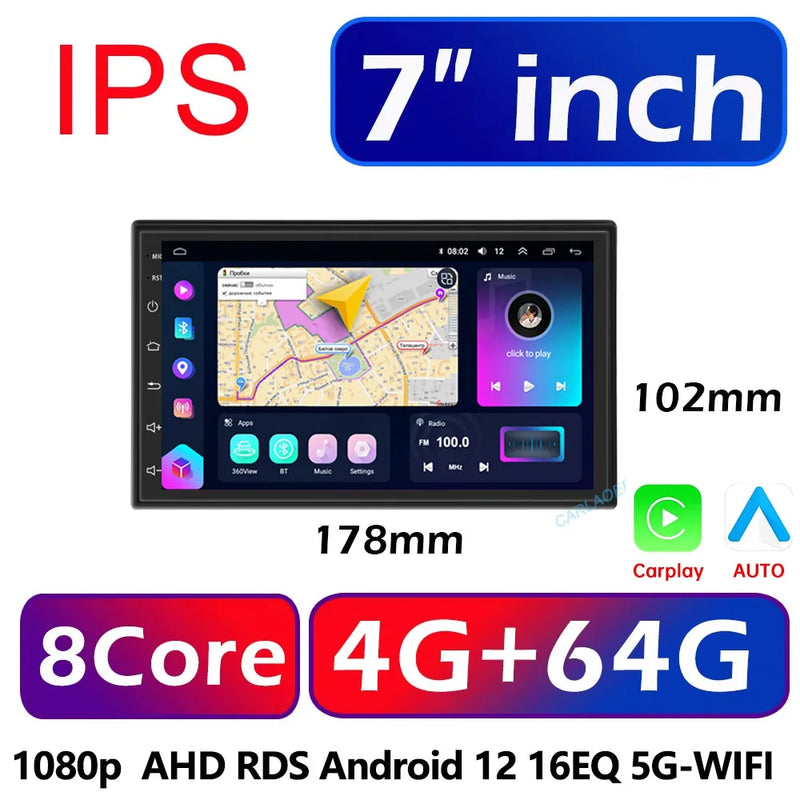 Central Multimídia CarPlay Android Auto 2DIN