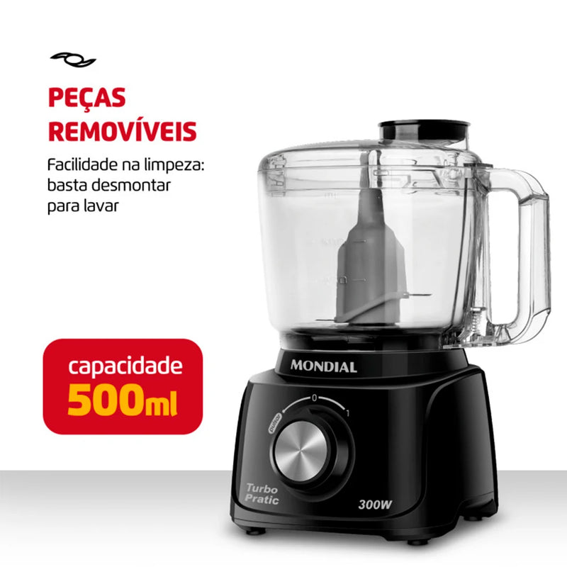 Mini Processador de Alimentos Mondial Turbo Pratic MP-16-B 300W – 127V