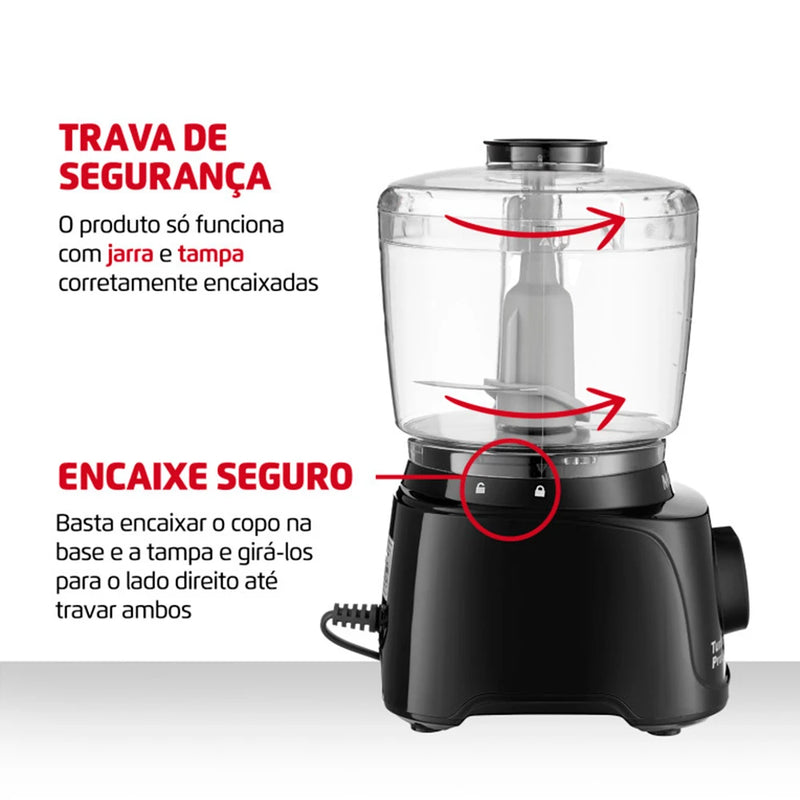Mini Processador de Alimentos Mondial Turbo Pratic MP-16-B 300W – 127V