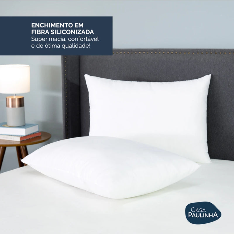 Travesseiro Softy Fibra Siliconizada Suporte Médio 70x50cm Casa Paulinha