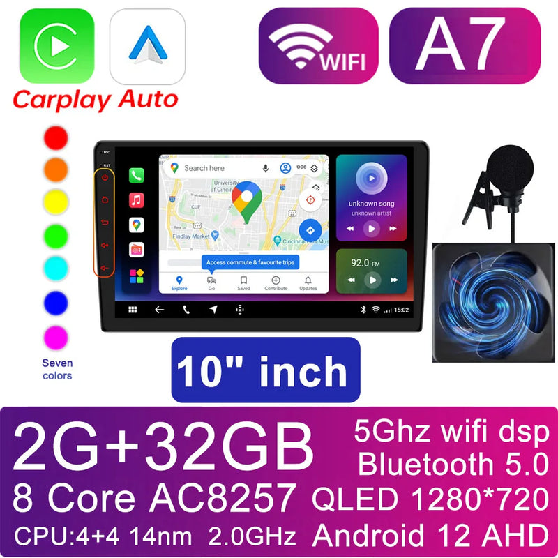 Central Multimídia CarPlay Android Auto 2DIN