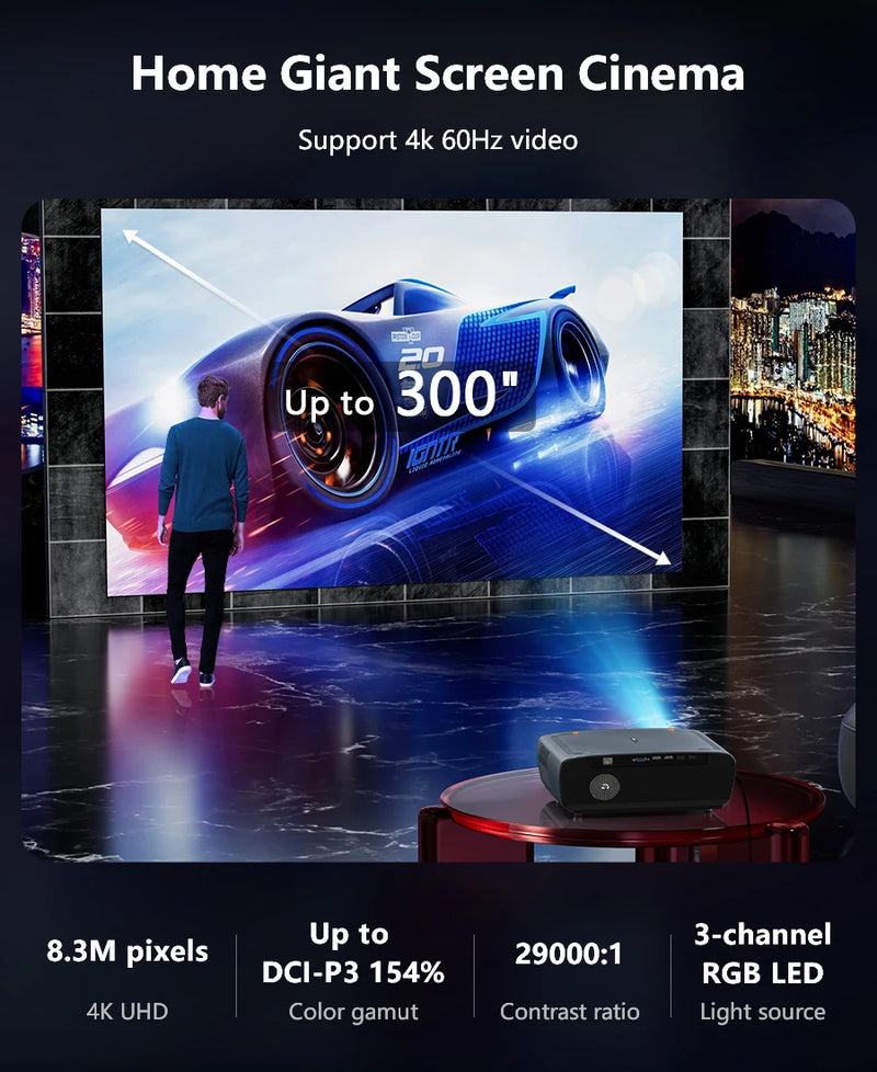 Projetor 4K UHD Android 11 Netflix Licenciado
