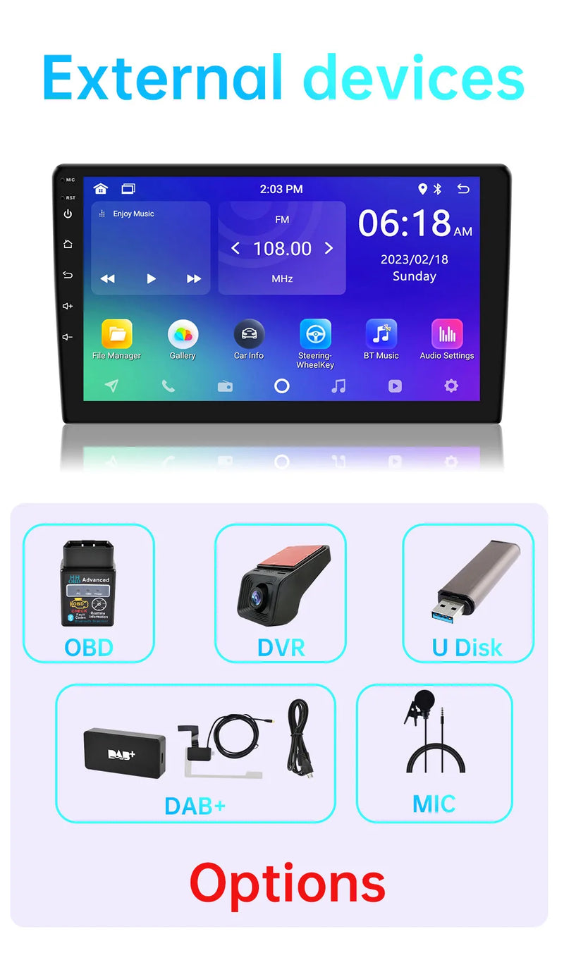 Central Multimídia CarPlay Android Auto 2DIN