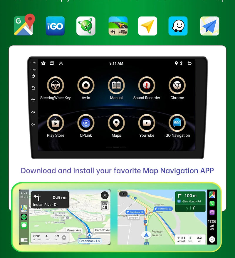 Central Multimídia CarPlay Android Auto 2DIN
