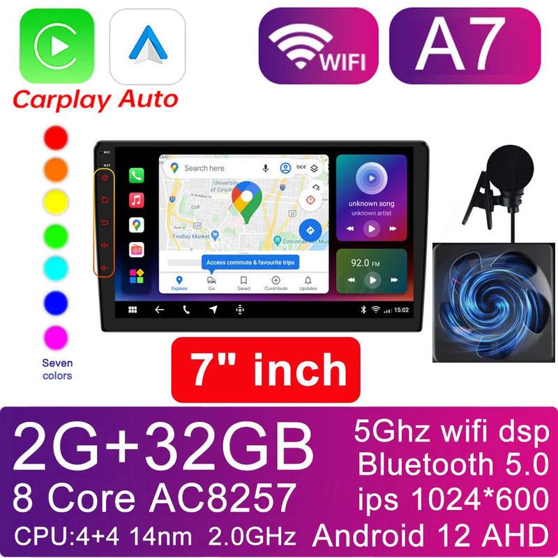 Central Multimídia CarPlay Android Auto 2DIN