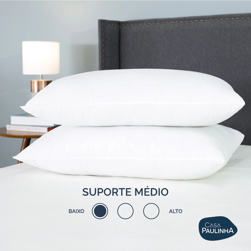 Travesseiro Softy Fibra Siliconizada Suporte Médio 70x50cm Casa Paulinha