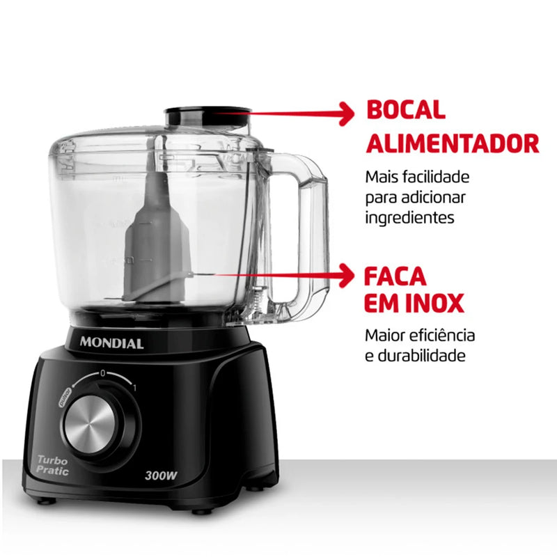 Mini Processador de Alimentos Mondial Turbo Pratic MP-16-B 300W – 127V