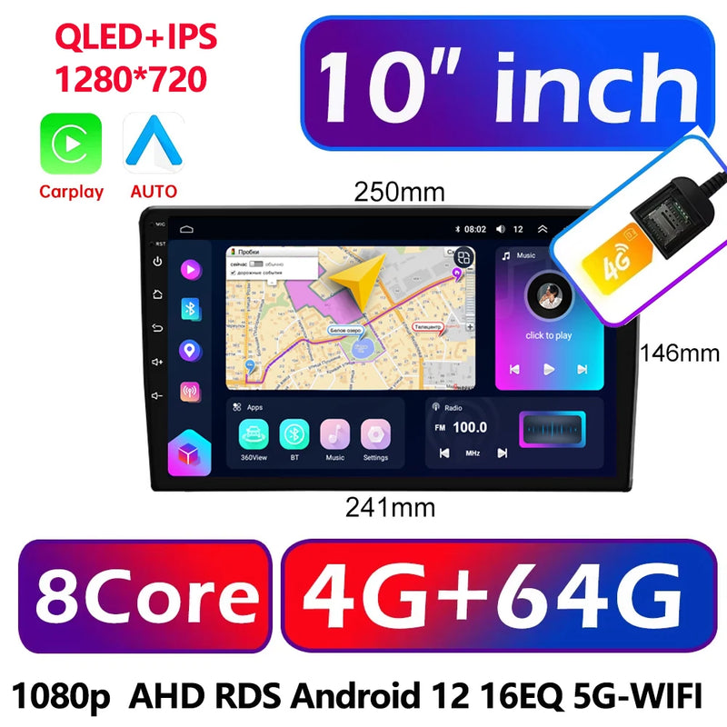 Central Multimídia CarPlay Android Auto 2DIN