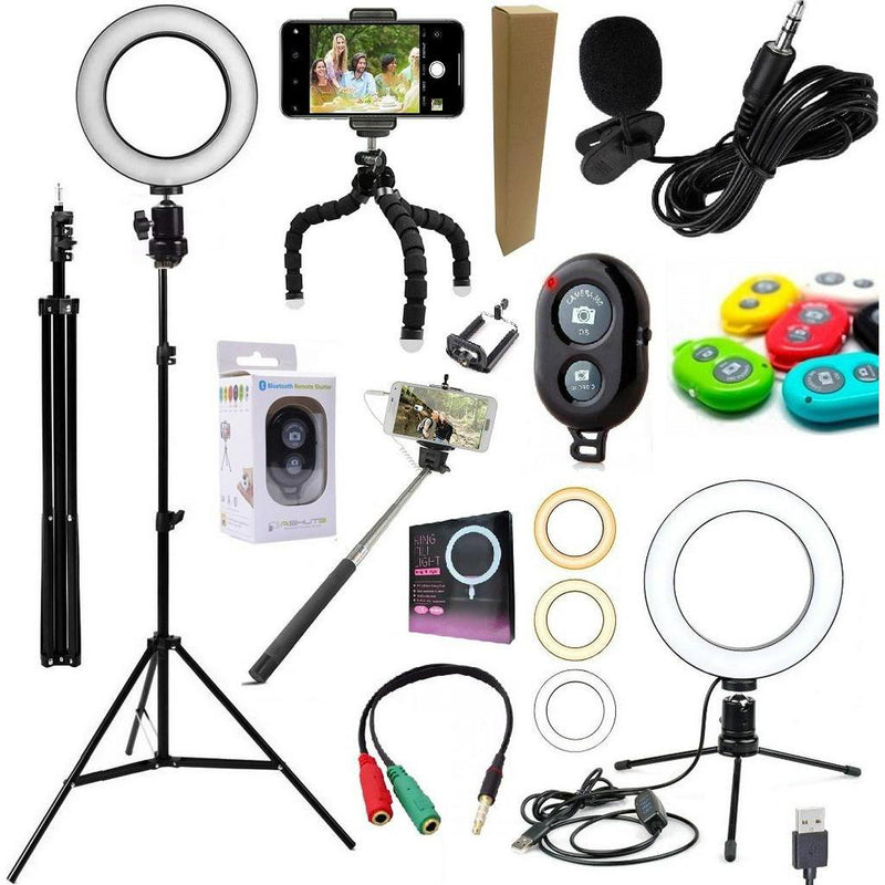 Kit Youtuber Tripé Lapela Celular Luz Iluminador Ring Light 10"26cm